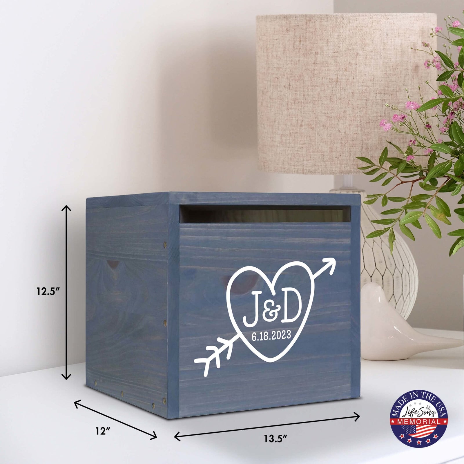 Elegant and Durable Pine Wood Wedding Card Box (Bob & Cathy) - LifeSong Milestones