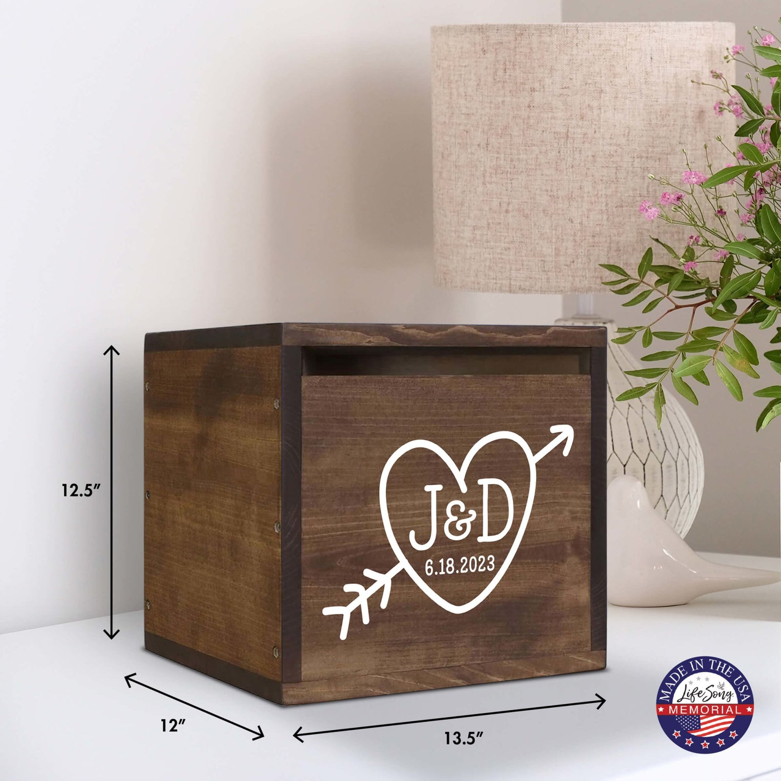 Elegant and Durable Pine Wood Wedding Card Box (Bob & Cathy) - LifeSong Milestones