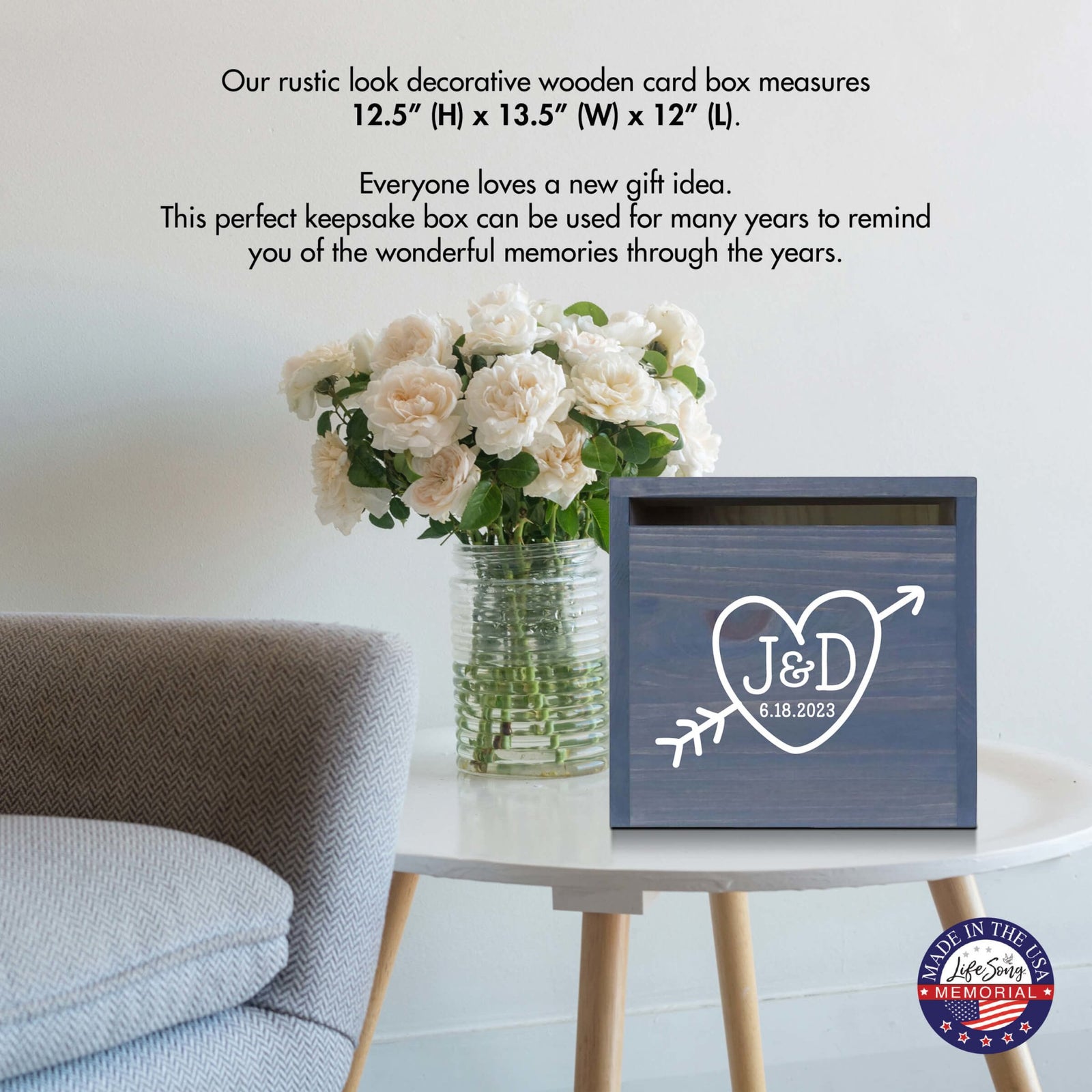 Elegant and Durable Pine Wood Wedding Card Box (Bob & Cathy) - LifeSong Milestones