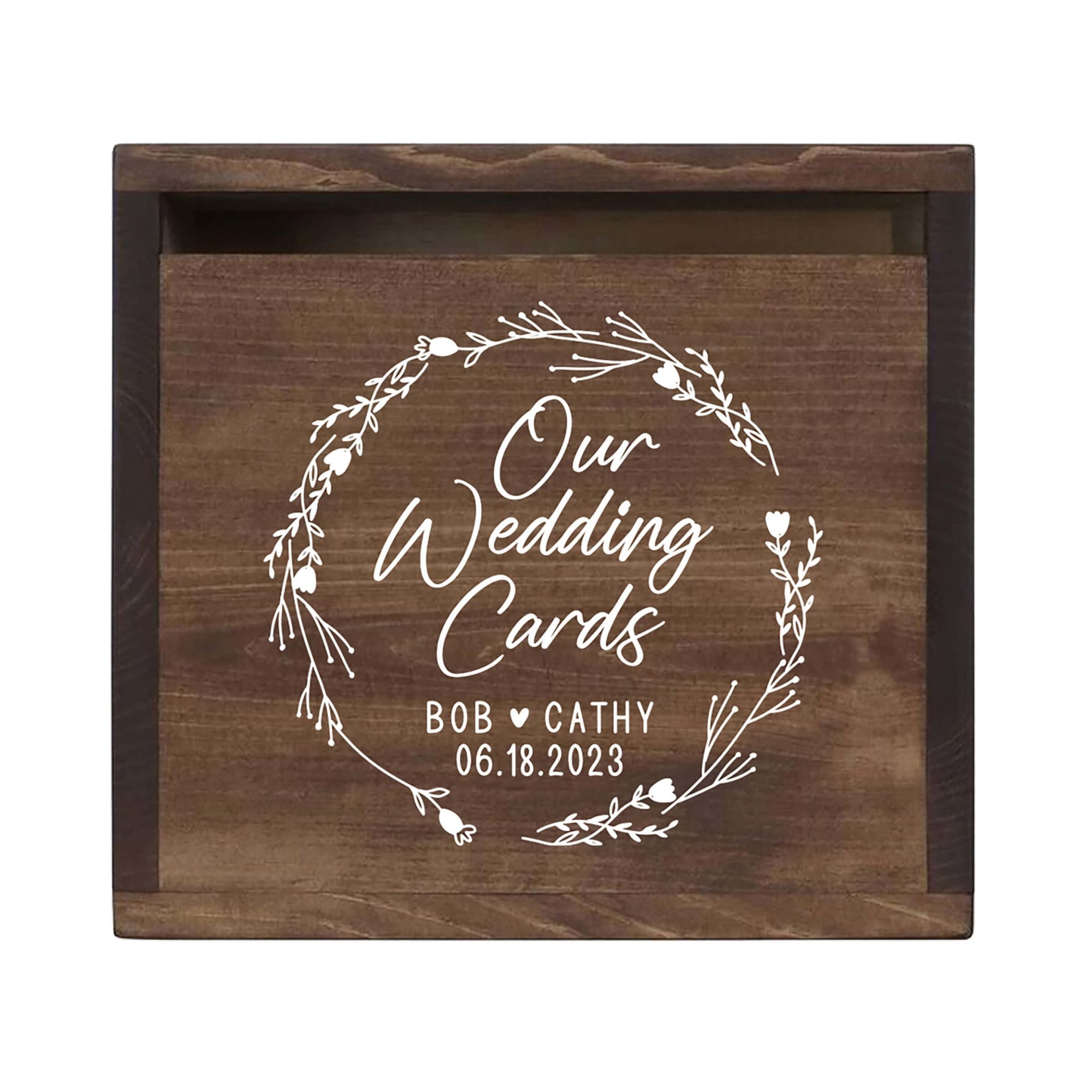 Elegant and Durable Pine Wood Wedding Card Box (Bob & Cathy) - LifeSong Milestones