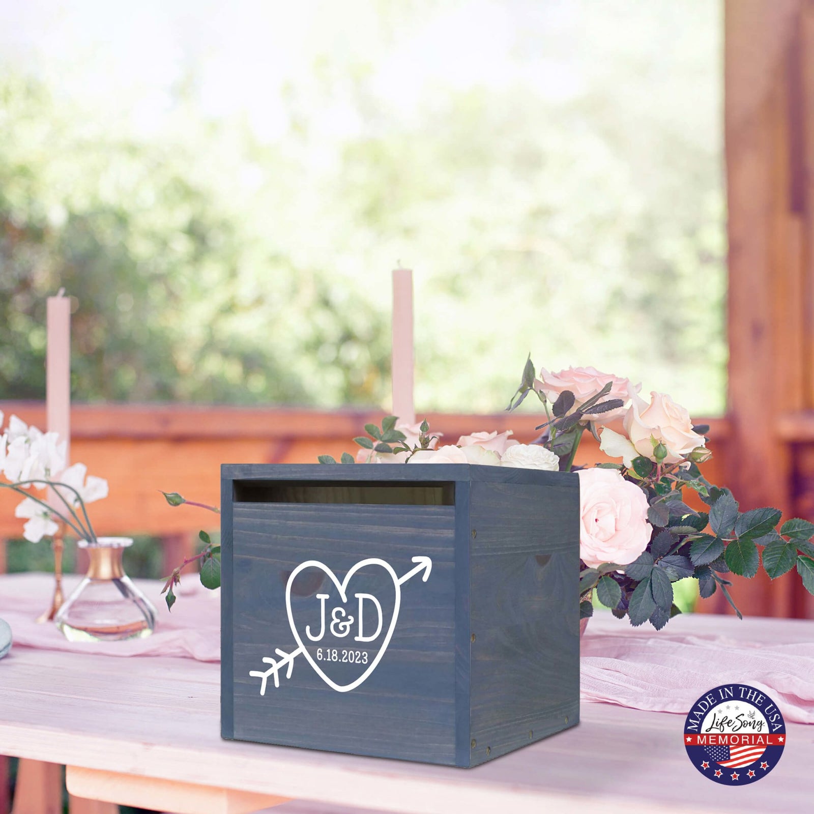 Elegant and Durable Pine Wood Wedding Card Box (Bob & Cathy) - LifeSong Milestones