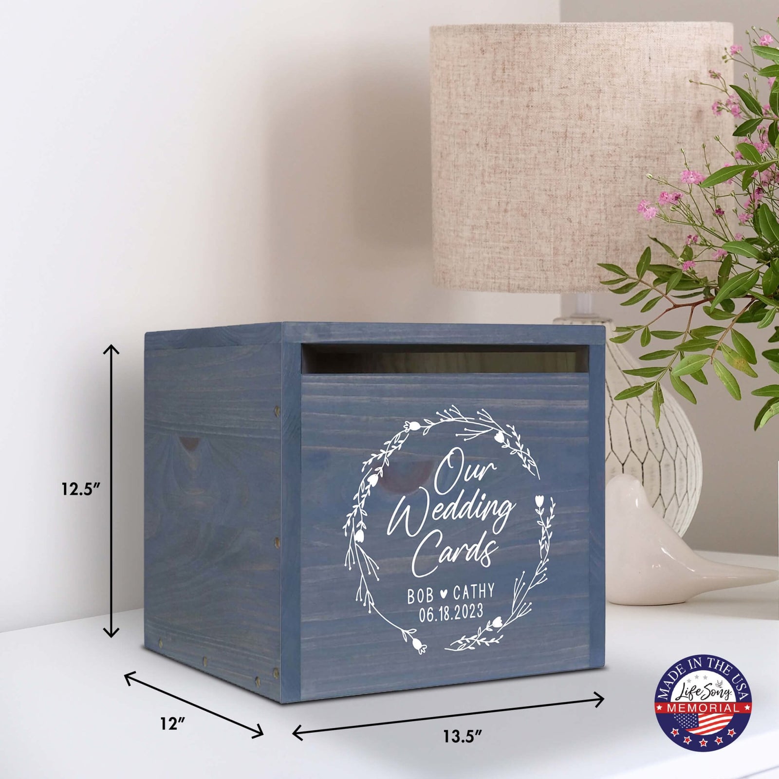 Elegant and Durable Pine Wood Wedding Card Box (Bob & Cathy)