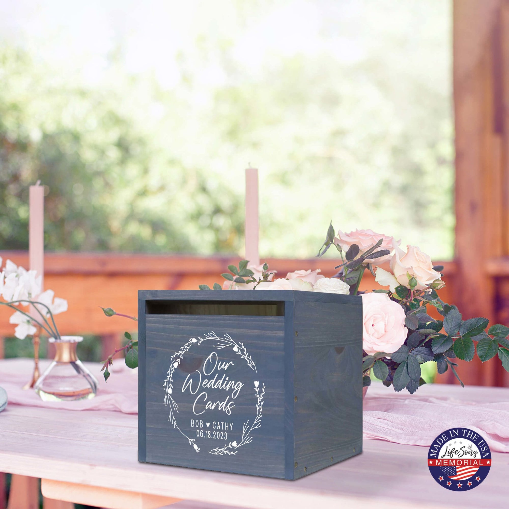 Elegant and Durable Pine Wood Wedding Card Box (Bob & Cathy) - LifeSong Milestones
