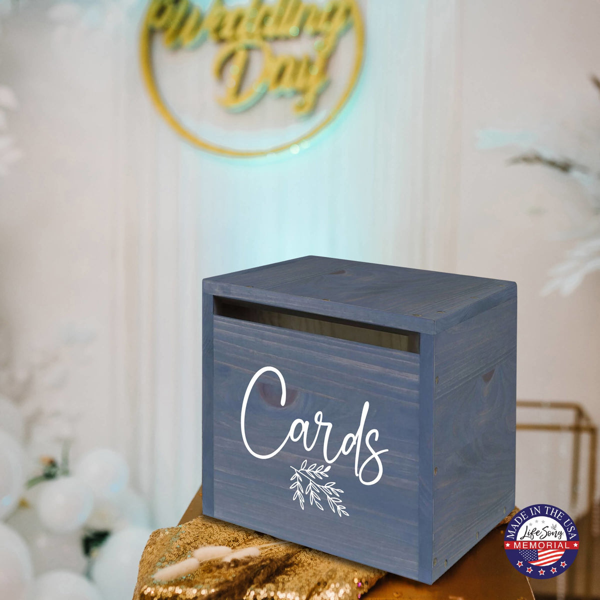 Elegant and Durable Pine Wood Wedding Card Box (CARDS) - LifeSong Milestones