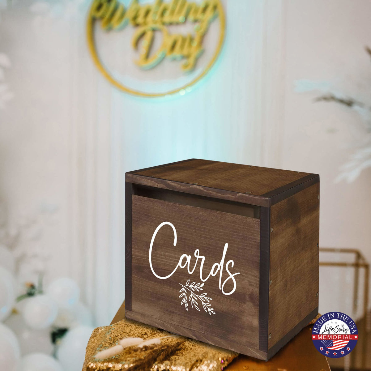 Elegant and Durable Pine Wood Wedding Card Box (CARDS) - LifeSong Milestones