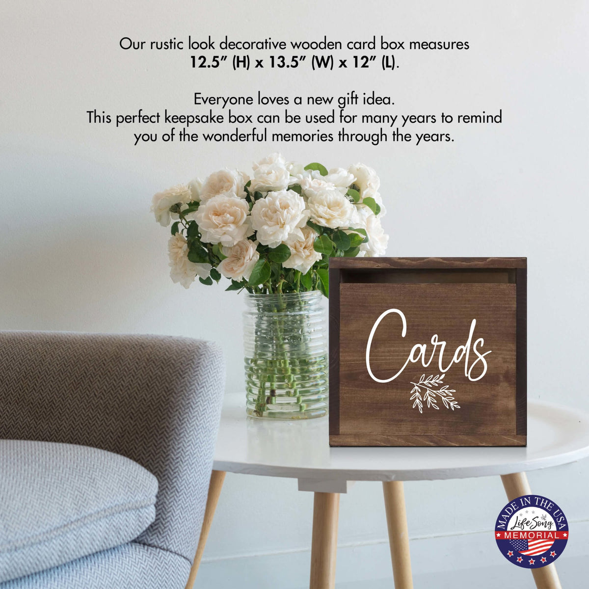 Elegant and Durable Pine Wood Wedding Card Box (CARDS) - LifeSong Milestones