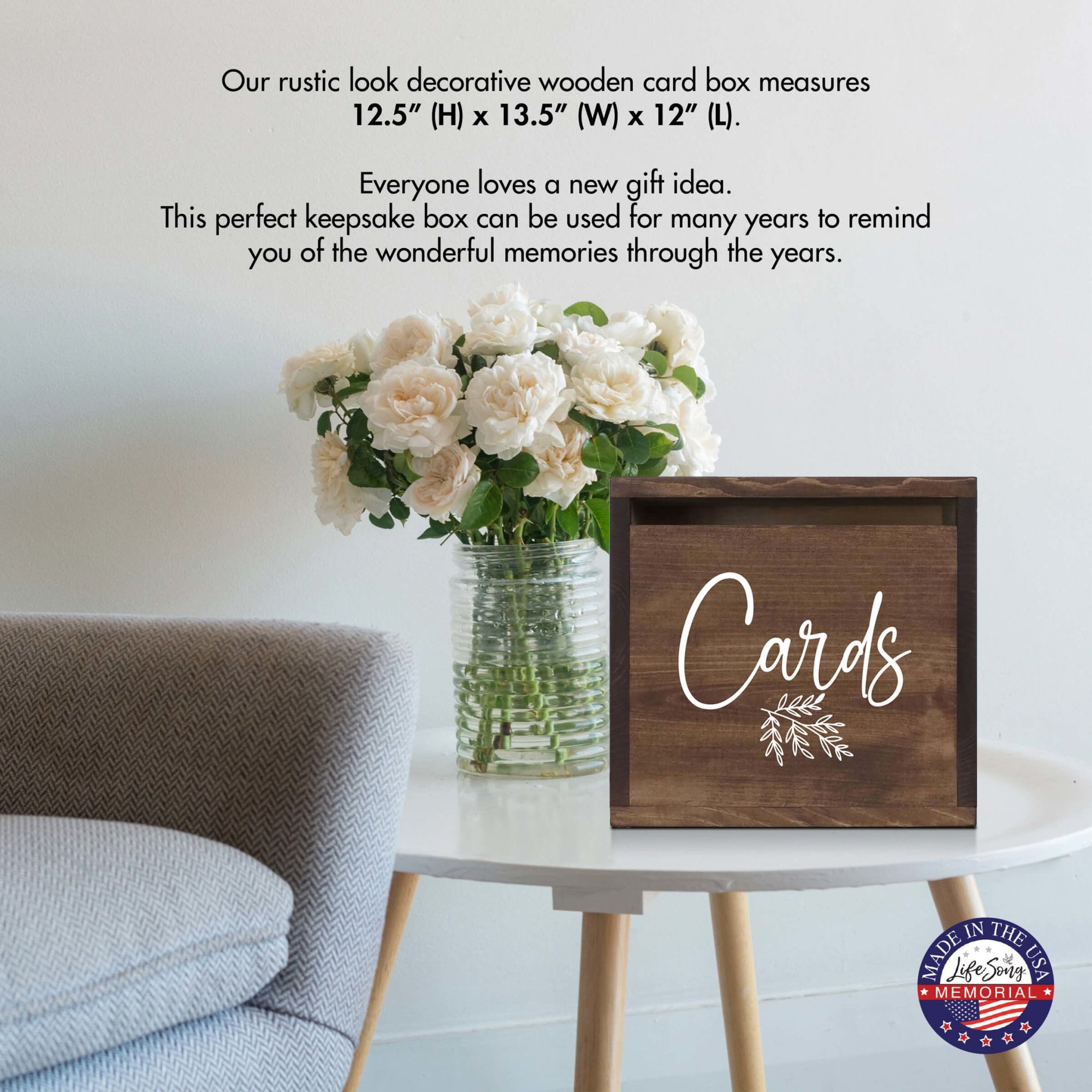 Elegant and Durable Pine Wood Wedding Card Box (CARDS) - LifeSong Milestones