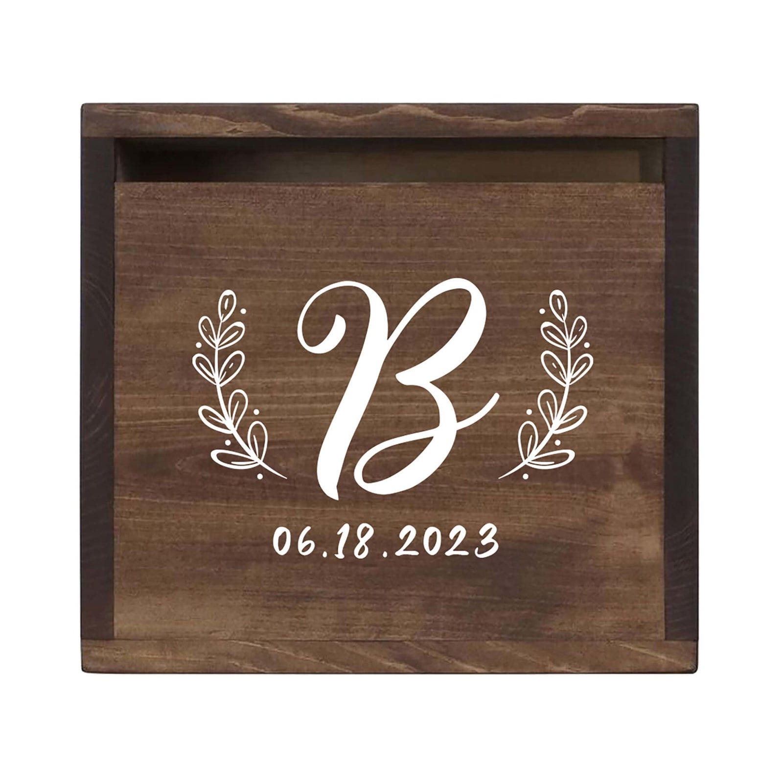 Elegant and Durable Pine Wood Wedding Card Box (Family Name Initial 2) - LifeSong Milestones
