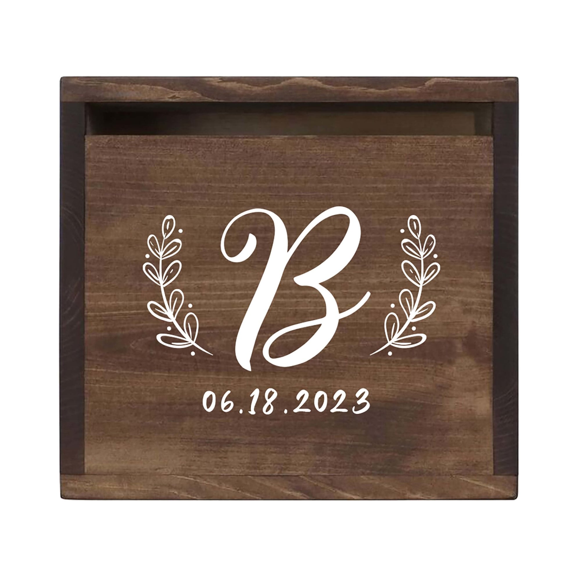 Elegant and Durable Pine Wood Wedding Card Box (Family Name Initial 2) - LifeSong Milestones