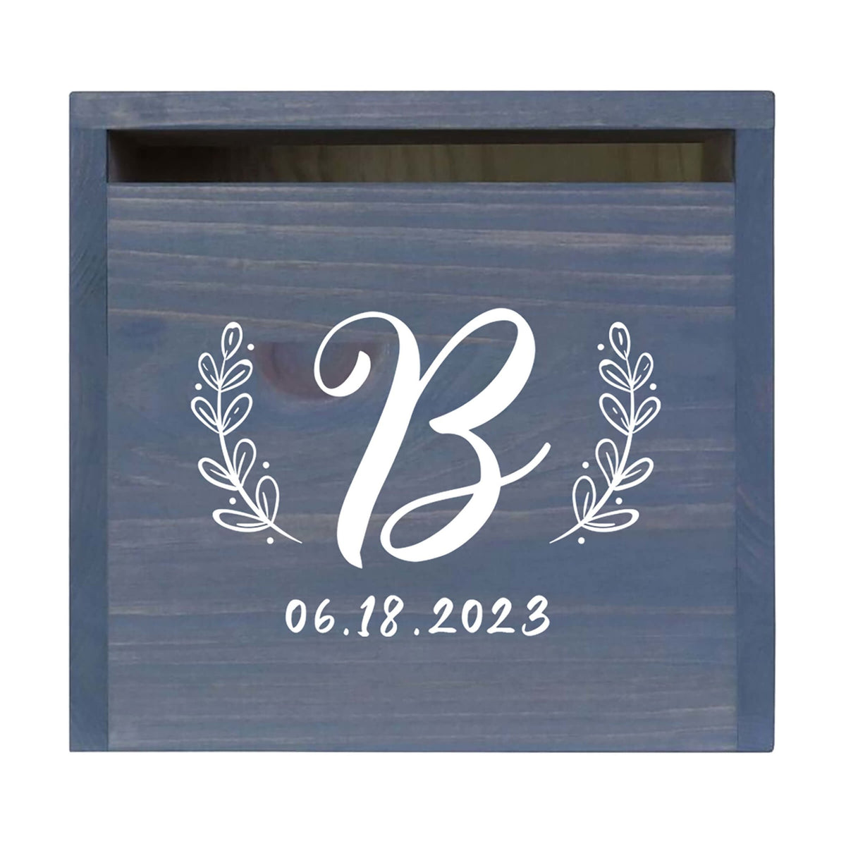 Elegant and Durable Pine Wood Wedding Card Box (Family Name Initial 2)