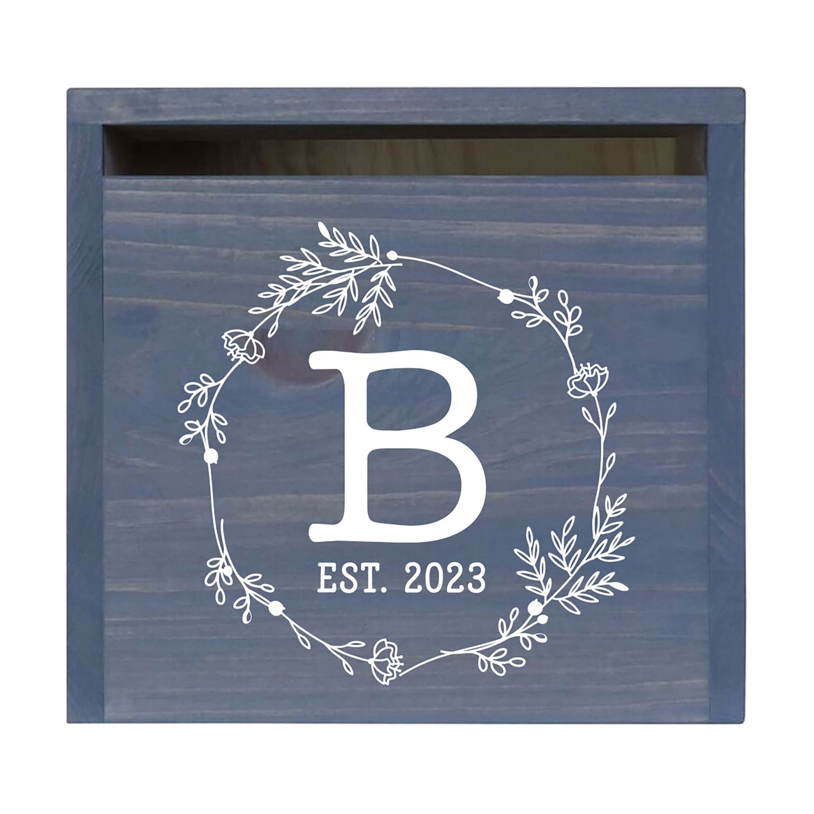 Elegant and Durable Pine Wood Wedding Card Box (Family Name Initial)