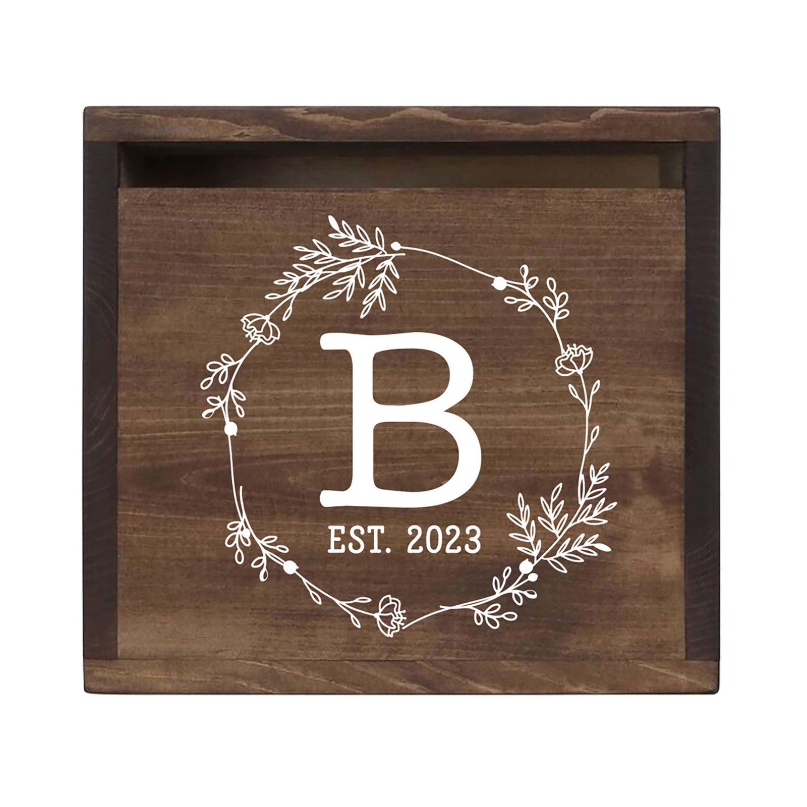 Elegant and Durable Pine Wood Wedding Card Box (Family Name Initial) - LifeSong Milestones