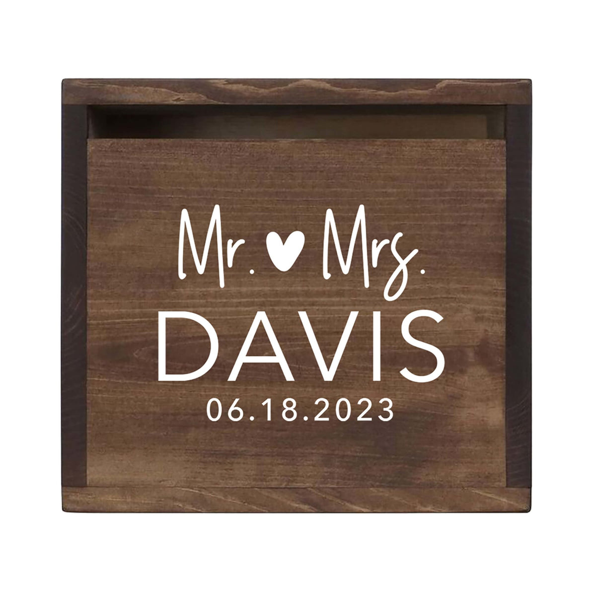 Elegant and Durable Pine Wood Wedding Card Box (Mr & Mrs) - LifeSong Milestones