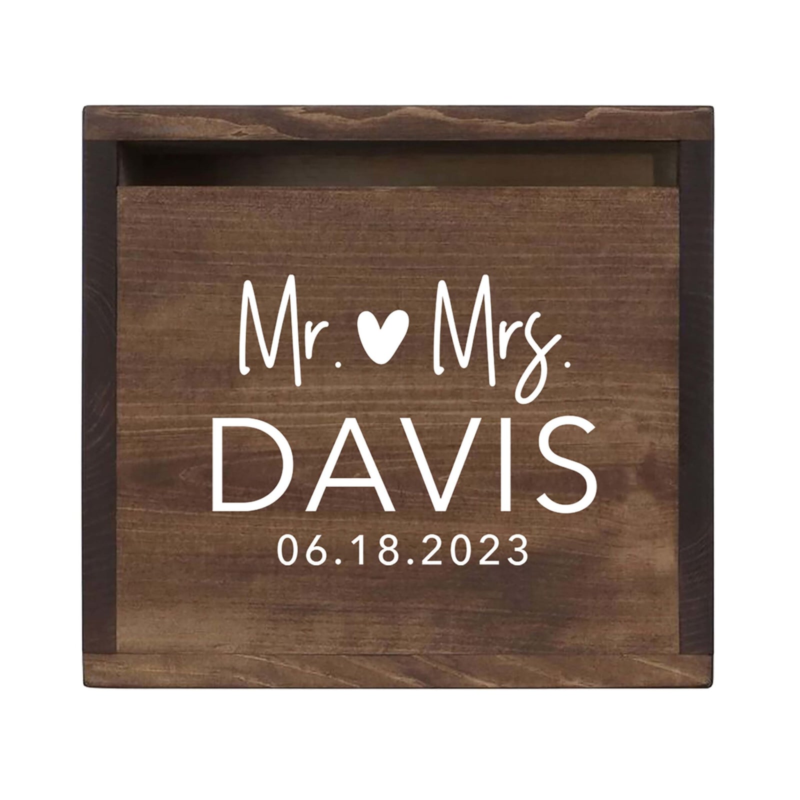 Elegant and Durable Pine Wood Wedding Card Box (Mr & Mrs) - LifeSong Milestones