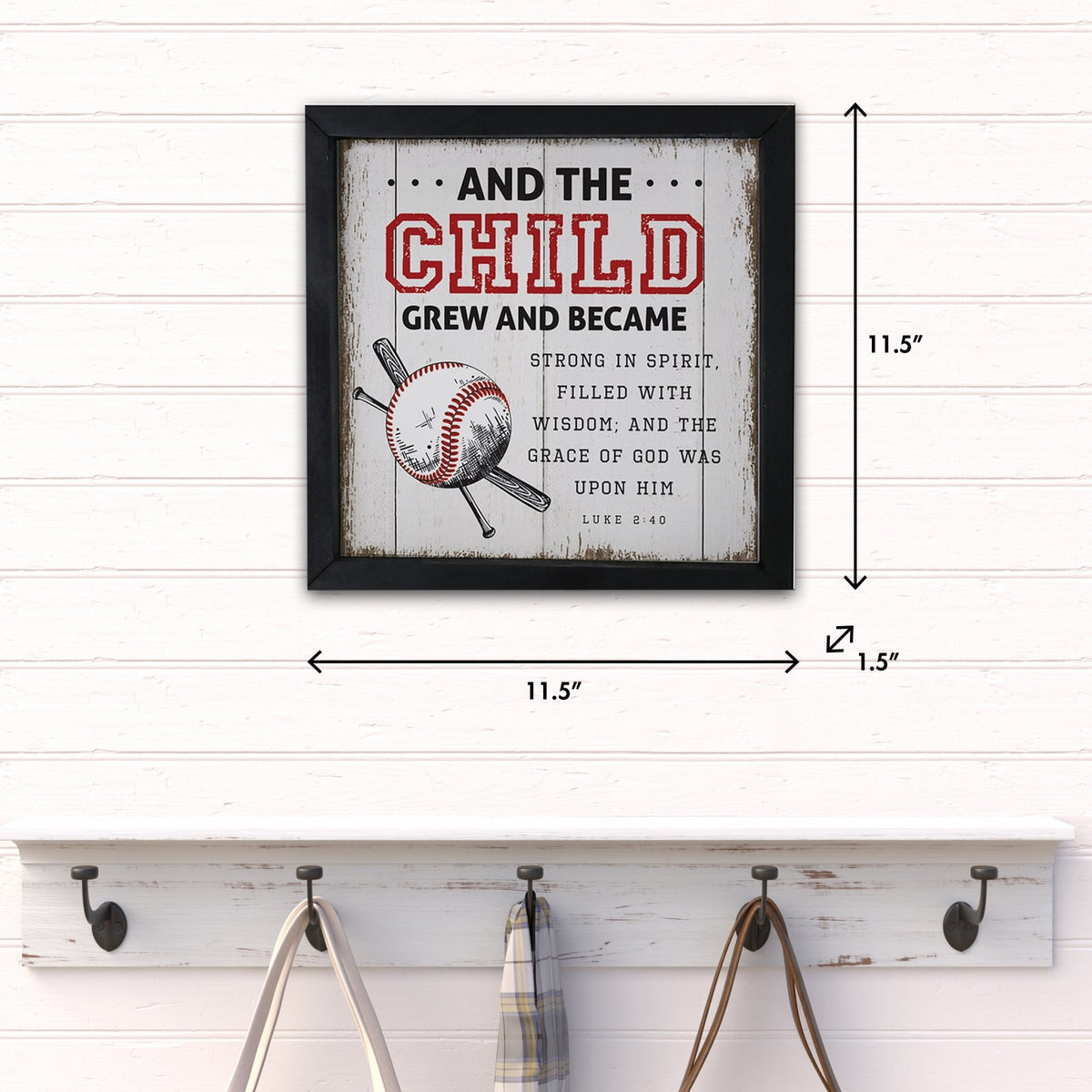 Elegant Baseball Framed Shadow Box Shelf Décor With Inspiring Bible Verses - And The Child Grew - LifeSong Milestones