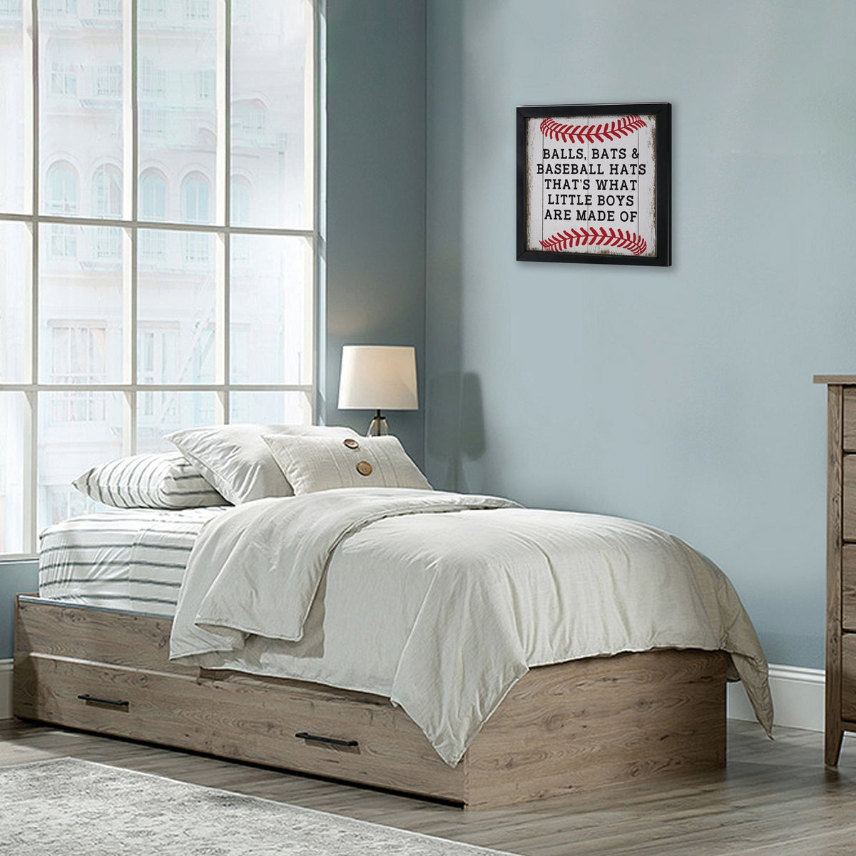 Elegant Baseball Framed Shadow Box Shelf Décor With Inspiring Bible Verses - Balls, Bats, & Baseball Hats - LifeSong Milestones