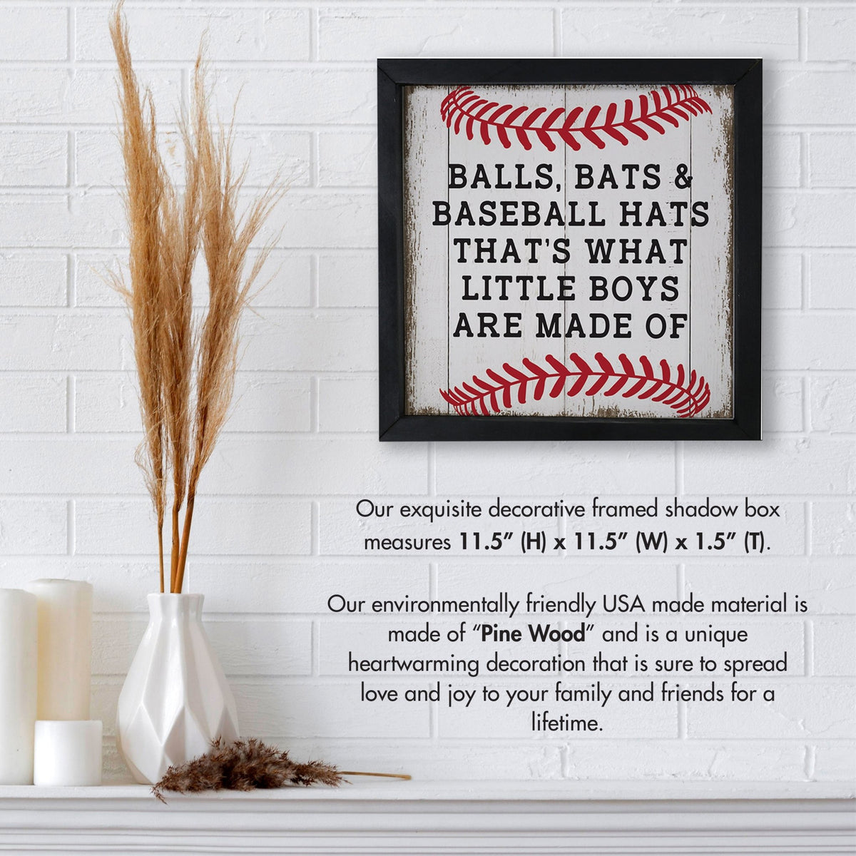 Elegant Baseball Framed Shadow Box Shelf Décor With Inspiring Bible Verses - Balls, Bats, & Baseball Hats - LifeSong Milestones