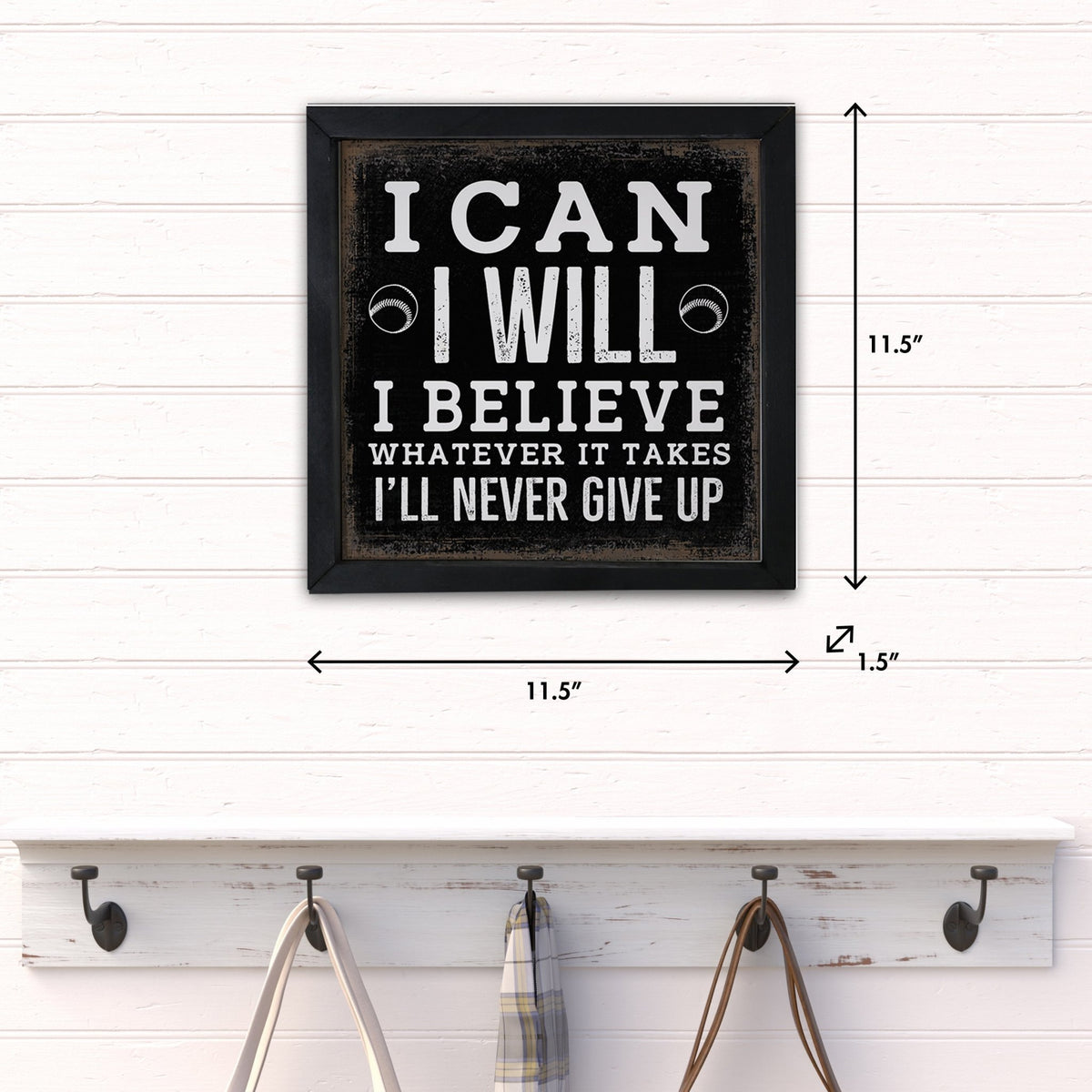 Elegant Baseball Framed Shadow Box Shelf Décor With Inspiring Bible Verses - I Can, I Will - LifeSong Milestones