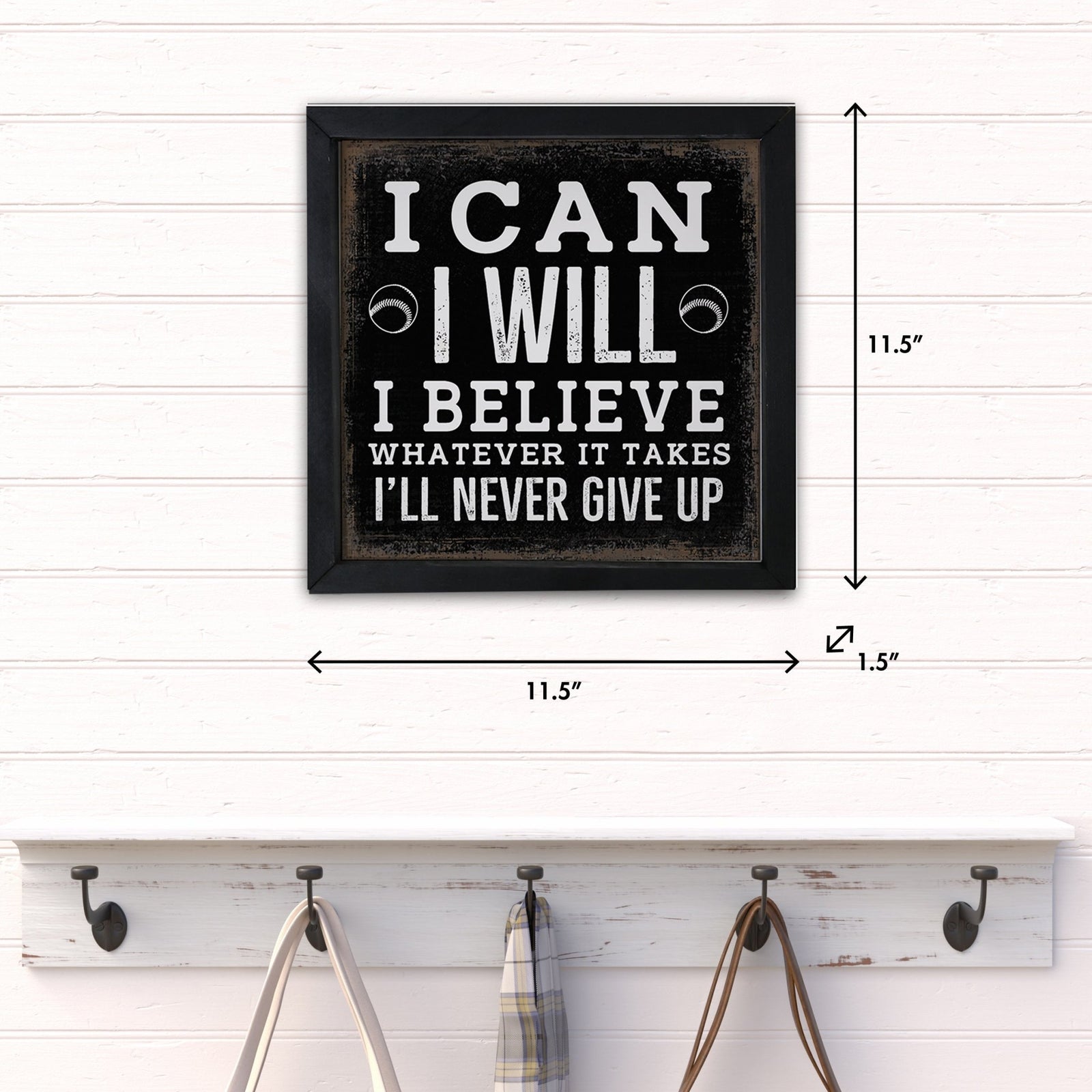 Elegant Baseball Framed Shadow Box Shelf Décor With Inspiring Bible Verses - I Can, I Will - LifeSong Milestones