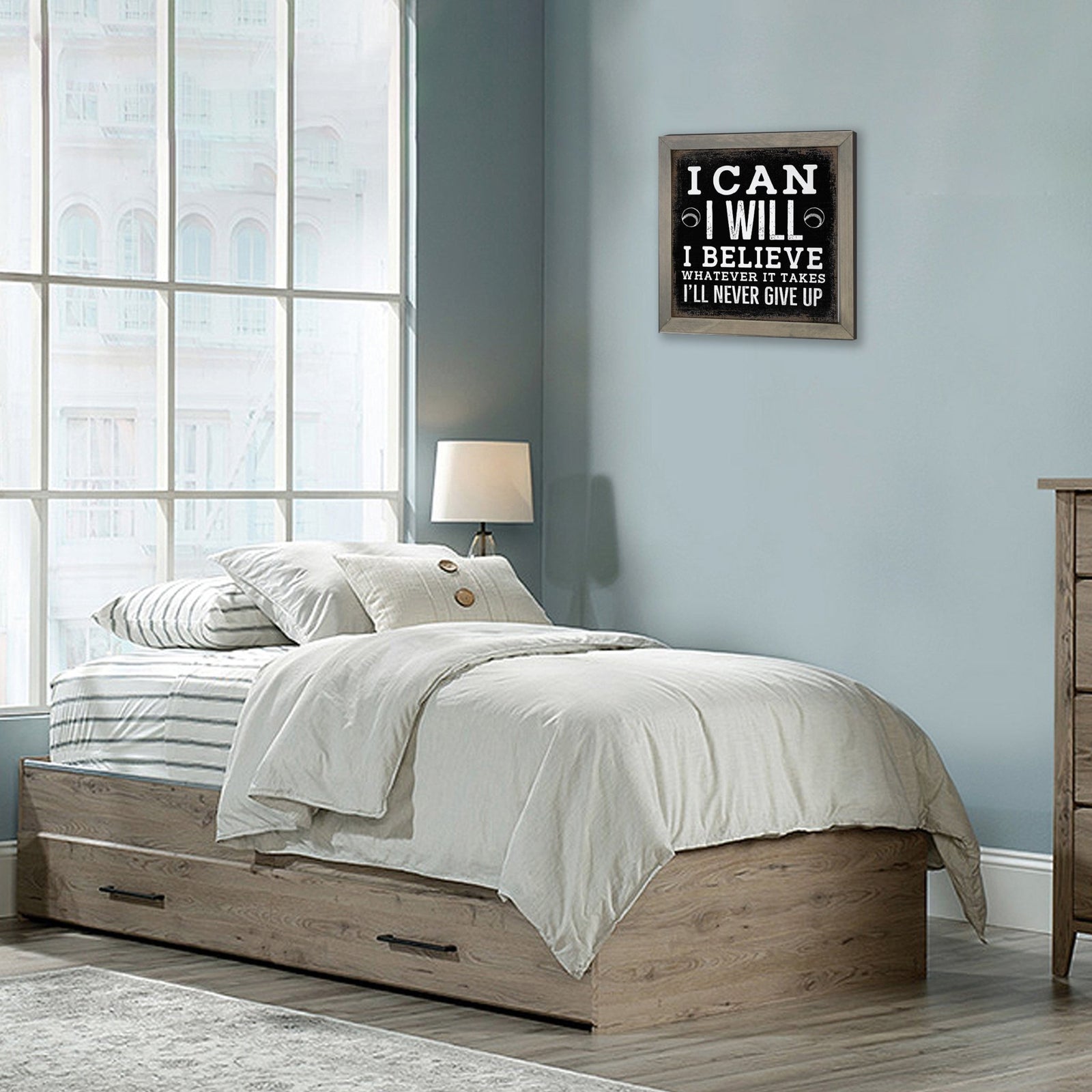 Elegant Baseball Framed Shadow Box Shelf Décor With Inspiring Bible Verses - I Can, I Will - LifeSong Milestones