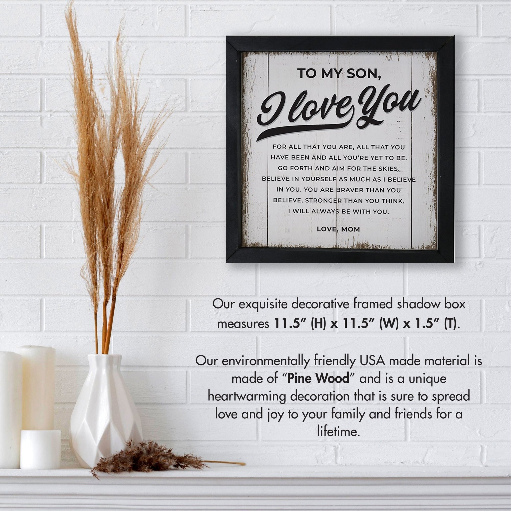 Elegant Baseball Framed Shadow Box Shelf Décor With Inspiring Bible Verses - I Love You - LifeSong Milestones