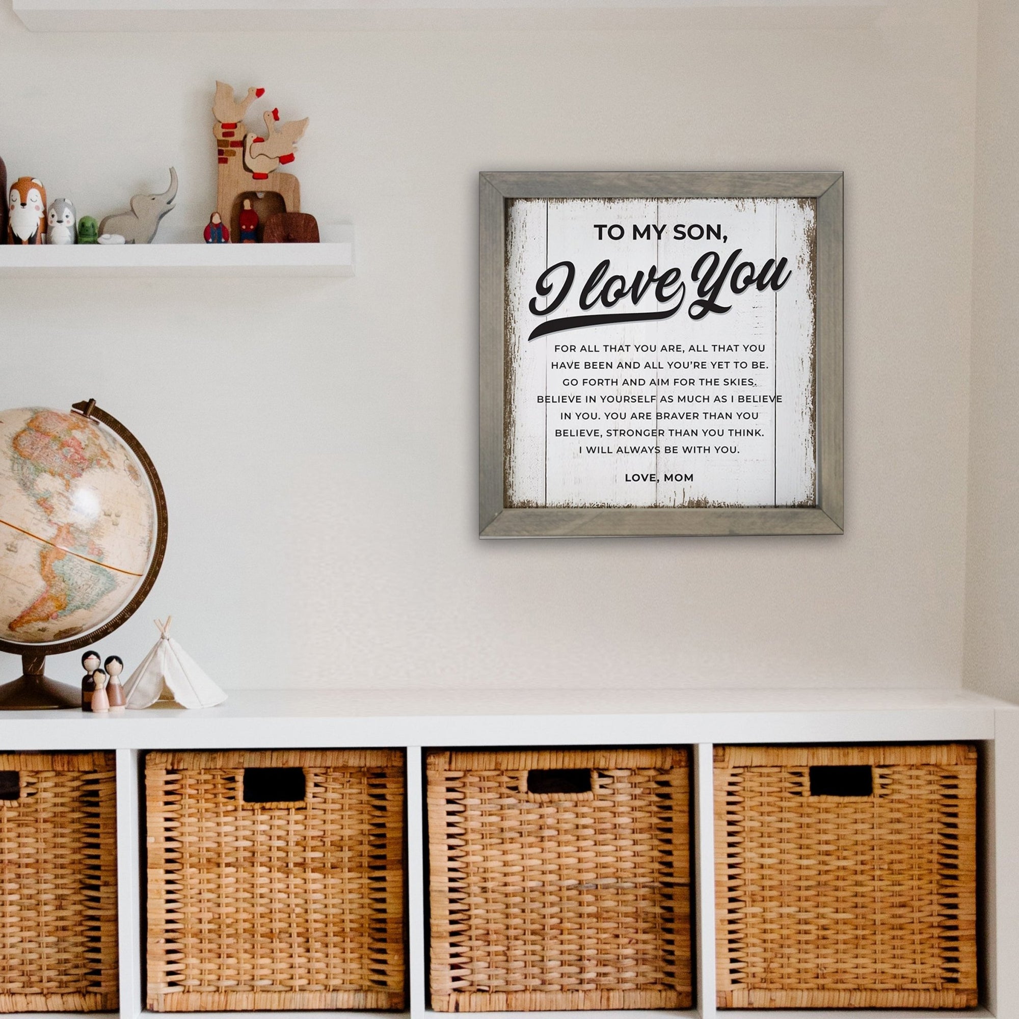 Elegant Baseball Framed Shadow Box Shelf Décor With Inspiring Bible Verses - I Love You - LifeSong Milestones