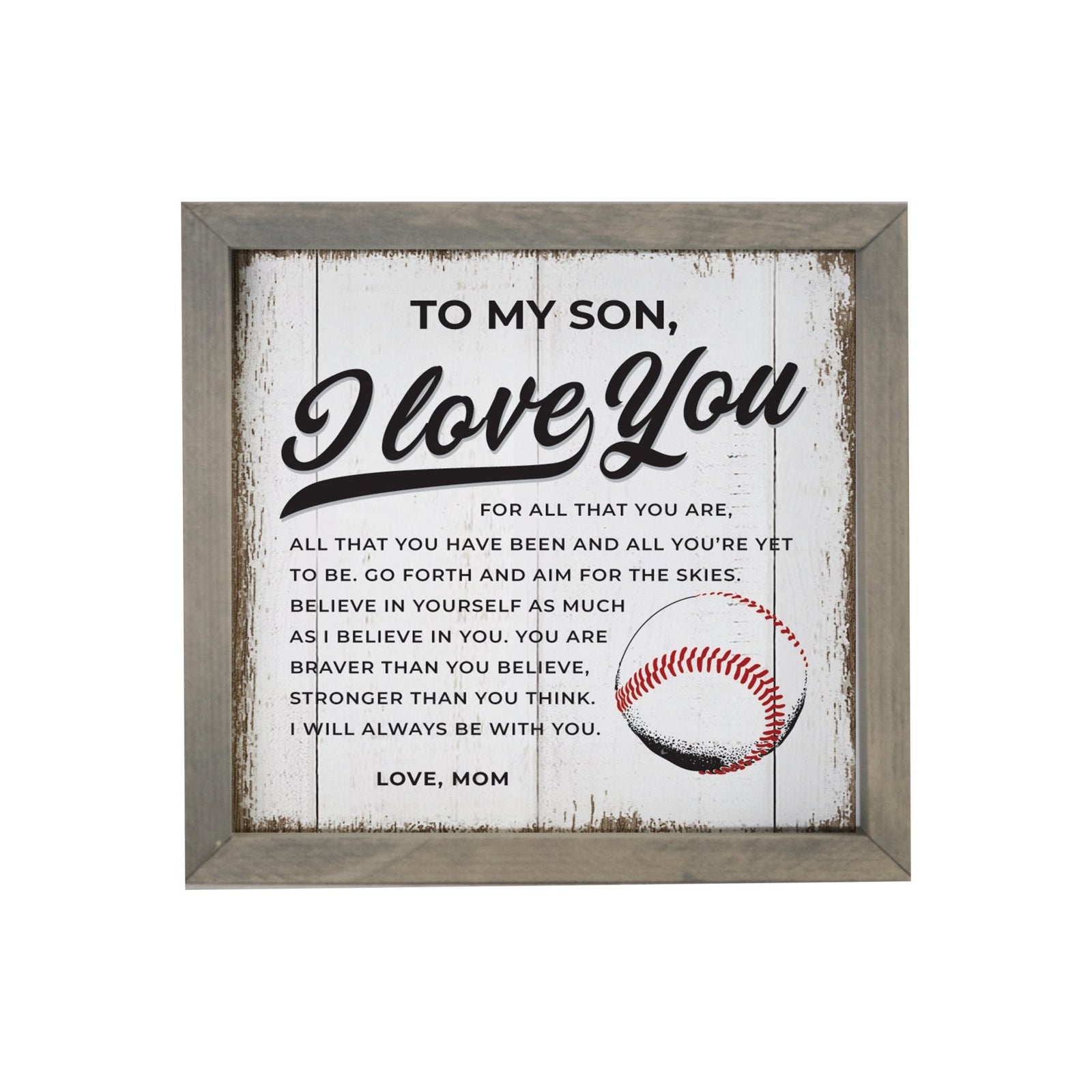 Elegant Baseball Framed Shadow Box Shelf Décor With Inspiring Bible Verses - I Love You (Ball) - LifeSong Milestones