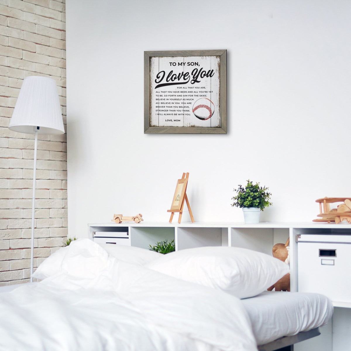 Elegant Baseball Framed Shadow Box Shelf Décor With Inspiring Bible Verses - I Love You (Ball) - LifeSong Milestones