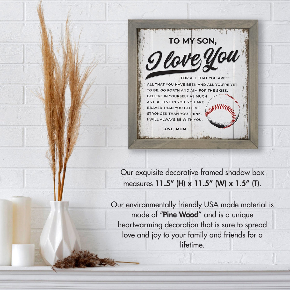 Elegant Baseball Framed Shadow Box Shelf Décor With Inspiring Bible Verses - I Love You (Ball) - LifeSong Milestones