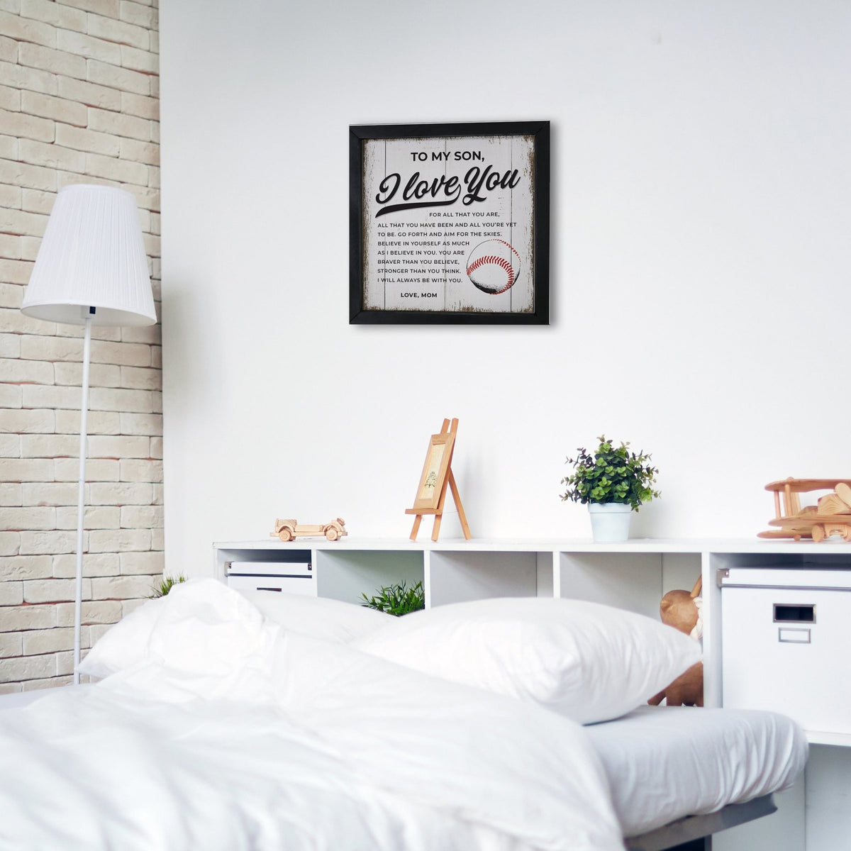 Elegant Baseball Framed Shadow Box Shelf Décor With Inspiring Bible Verses - I Love You (Ball) - LifeSong Milestones