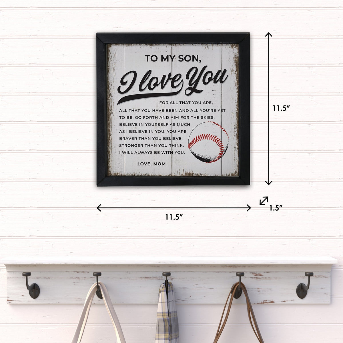 Elegant Baseball Framed Shadow Box Shelf Décor With Inspiring Bible Verses - I Love You (Ball) - LifeSong Milestones