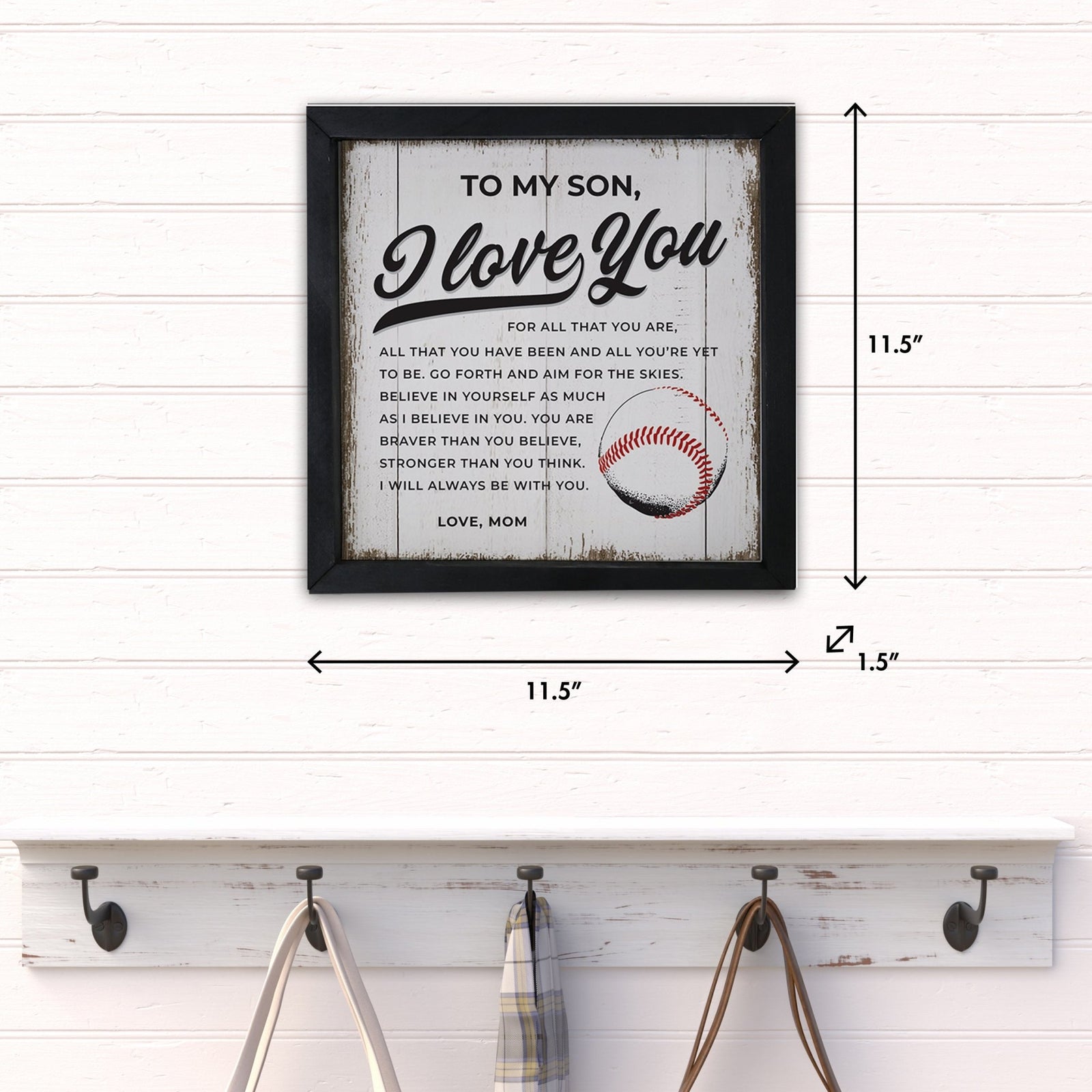 Elegant Baseball Framed Shadow Box Shelf Décor With Inspiring Bible Verses - I Love You (Ball) - LifeSong Milestones