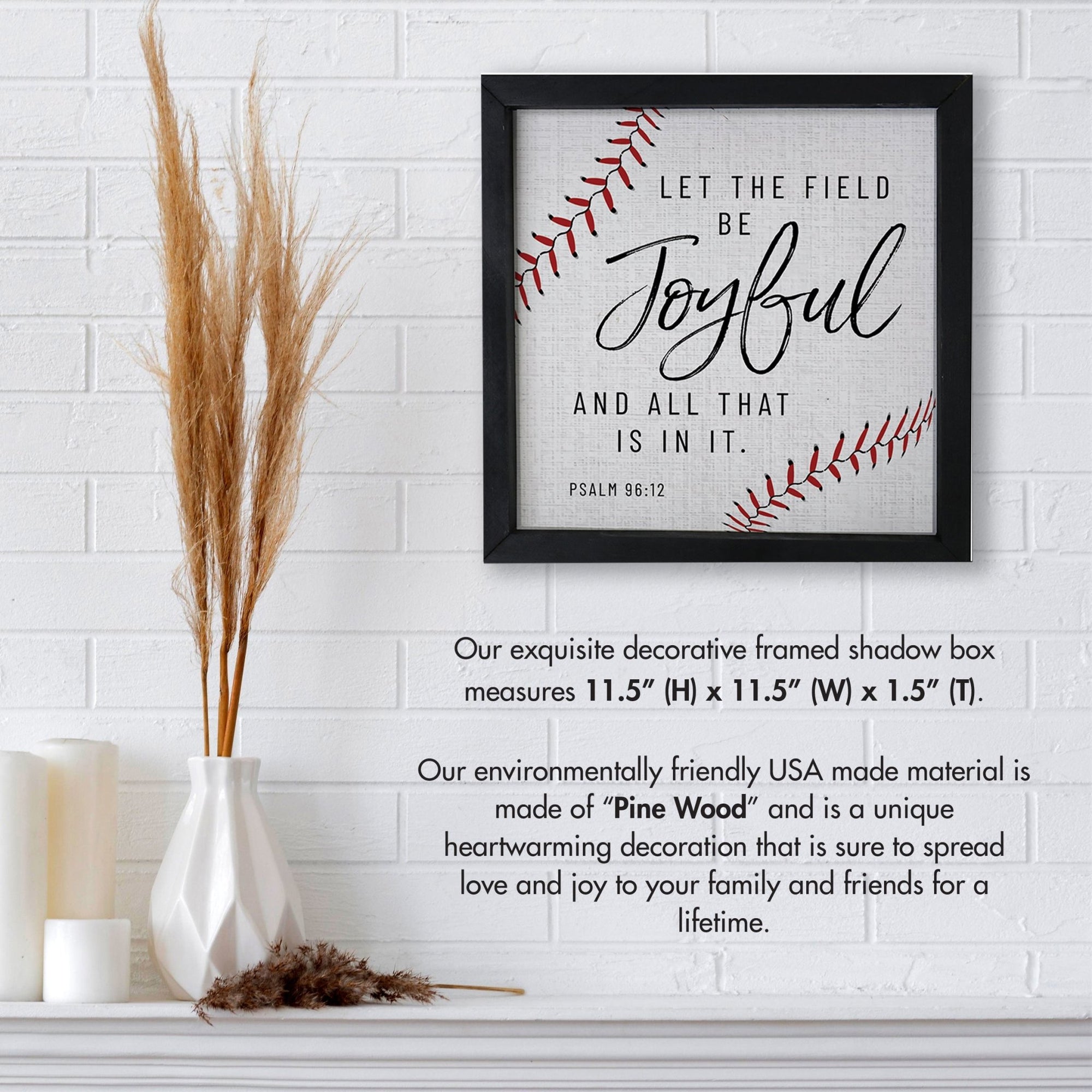 Elegant Baseball Framed Shadow Box Shelf Décor With Inspiring Bible Verses - Joyful - LifeSong Milestones
