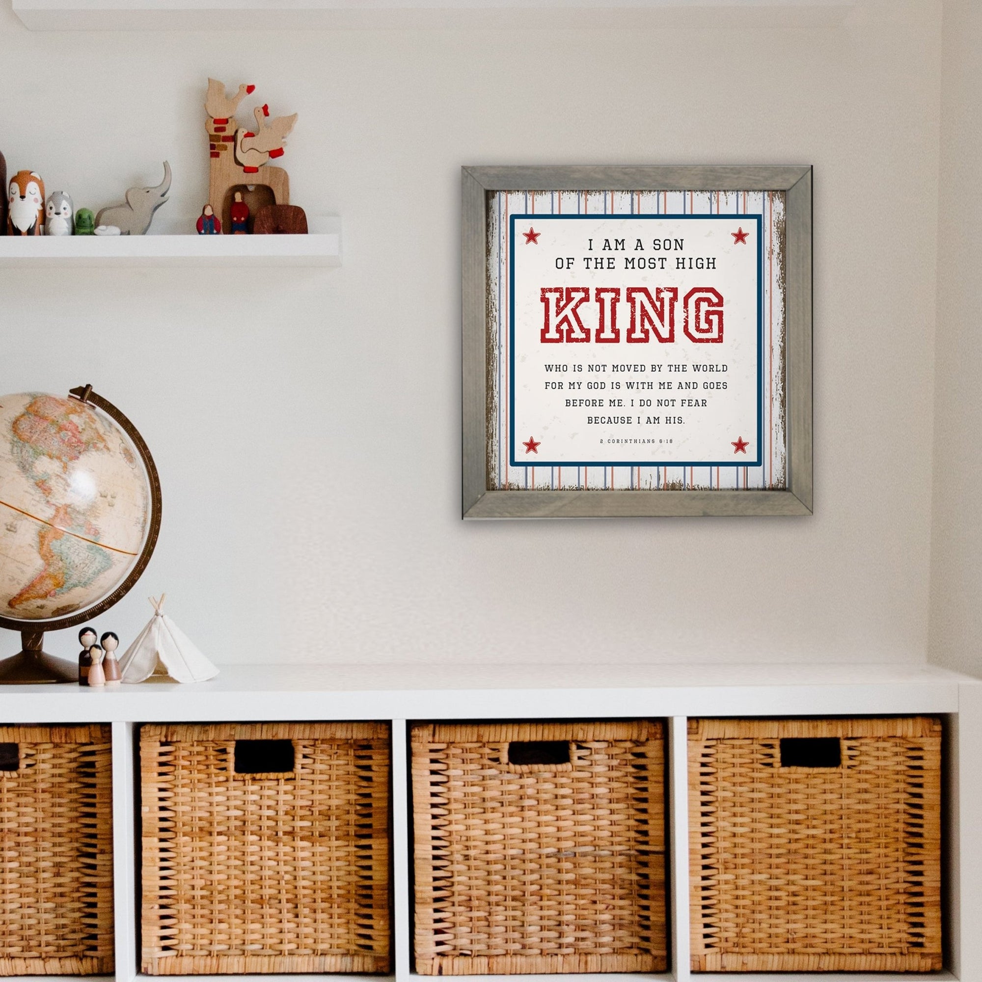Elegant Baseball Framed Shadow Box Shelf Décor With Inspiring Bible Verses - King - LifeSong Milestones