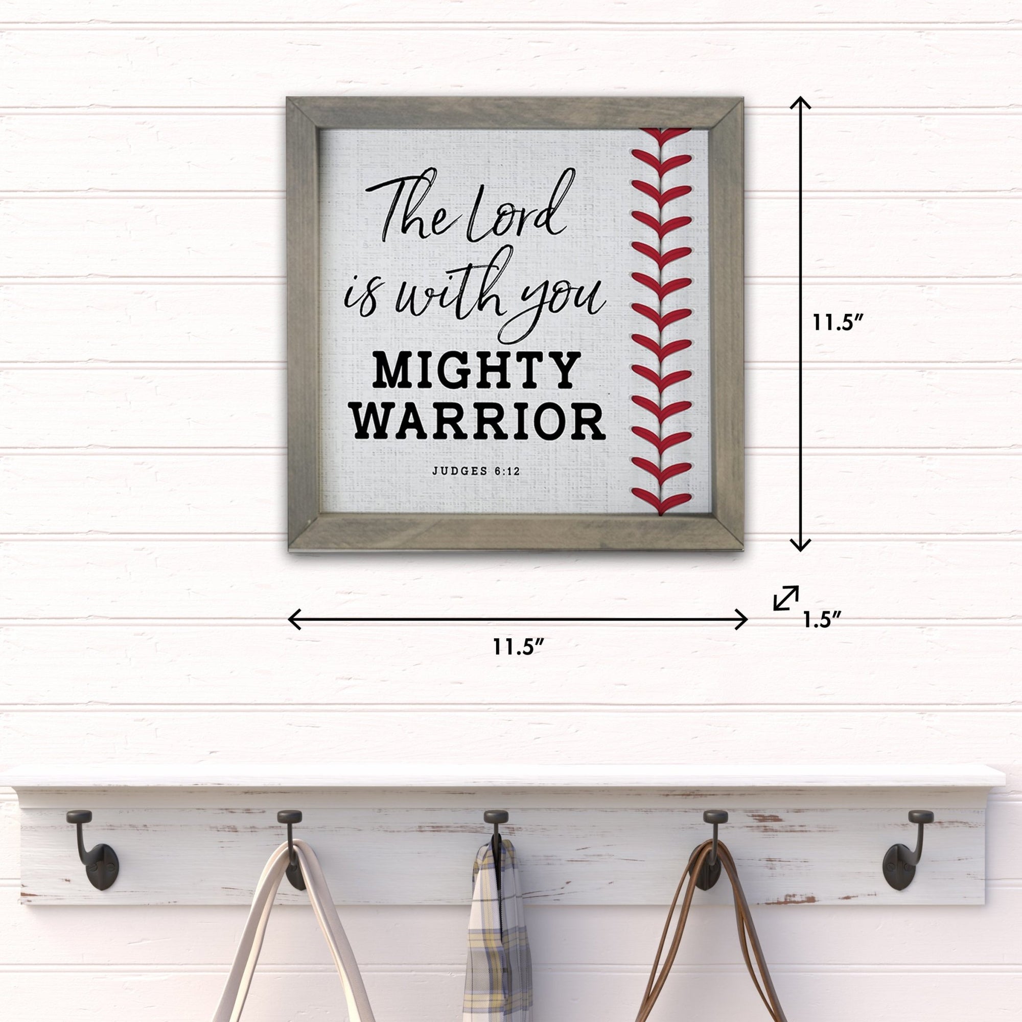 Elegant Baseball Framed Shadow Box Shelf Décor With Inspiring Bible Verses - Mighty Warrior - LifeSong Milestones