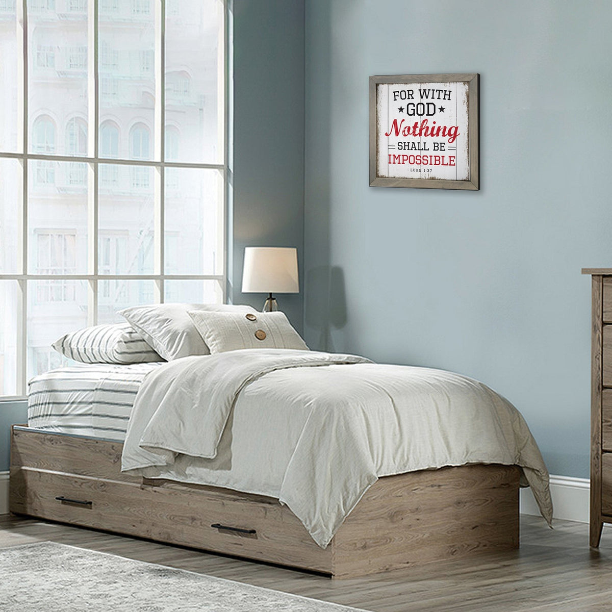 Elegant Baseball Framed Shadow Box Shelf Décor With Inspiring Bible Verses - Nothing Shall Be Impossible - LifeSong Milestones