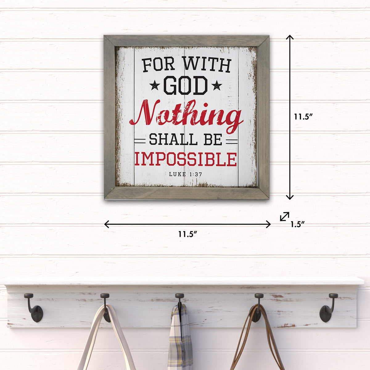 Elegant Baseball Framed Shadow Box Shelf Décor With Inspiring Bible Verses - Nothing Shall Be Impossible - LifeSong Milestones