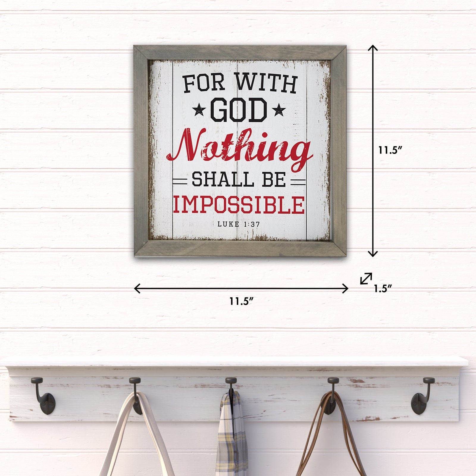 Elegant Baseball Framed Shadow Box Shelf Décor With Inspiring Bible Verses - Nothing Shall Be Impossible - LifeSong Milestones