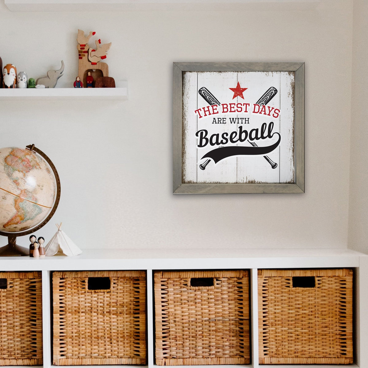 Elegant Baseball Framed Shadow Box Shelf Décor With Inspiring Bible Verses - The Best Days - LifeSong Milestones