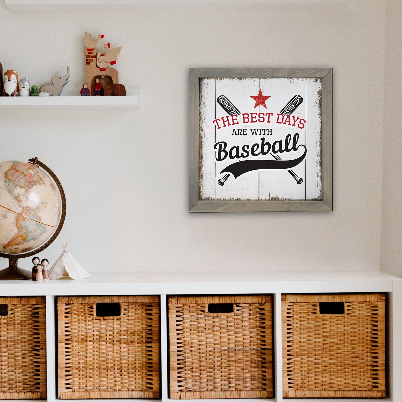 Elegant Baseball Framed Shadow Box Shelf Décor With Inspiring Bible Verses - The Best Days - LifeSong Milestones