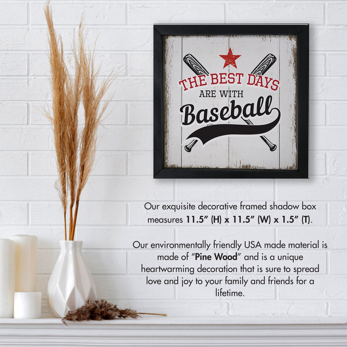 Elegant Baseball Framed Shadow Box Shelf Décor With Inspiring Bible Verses - The Best Days - LifeSong Milestones