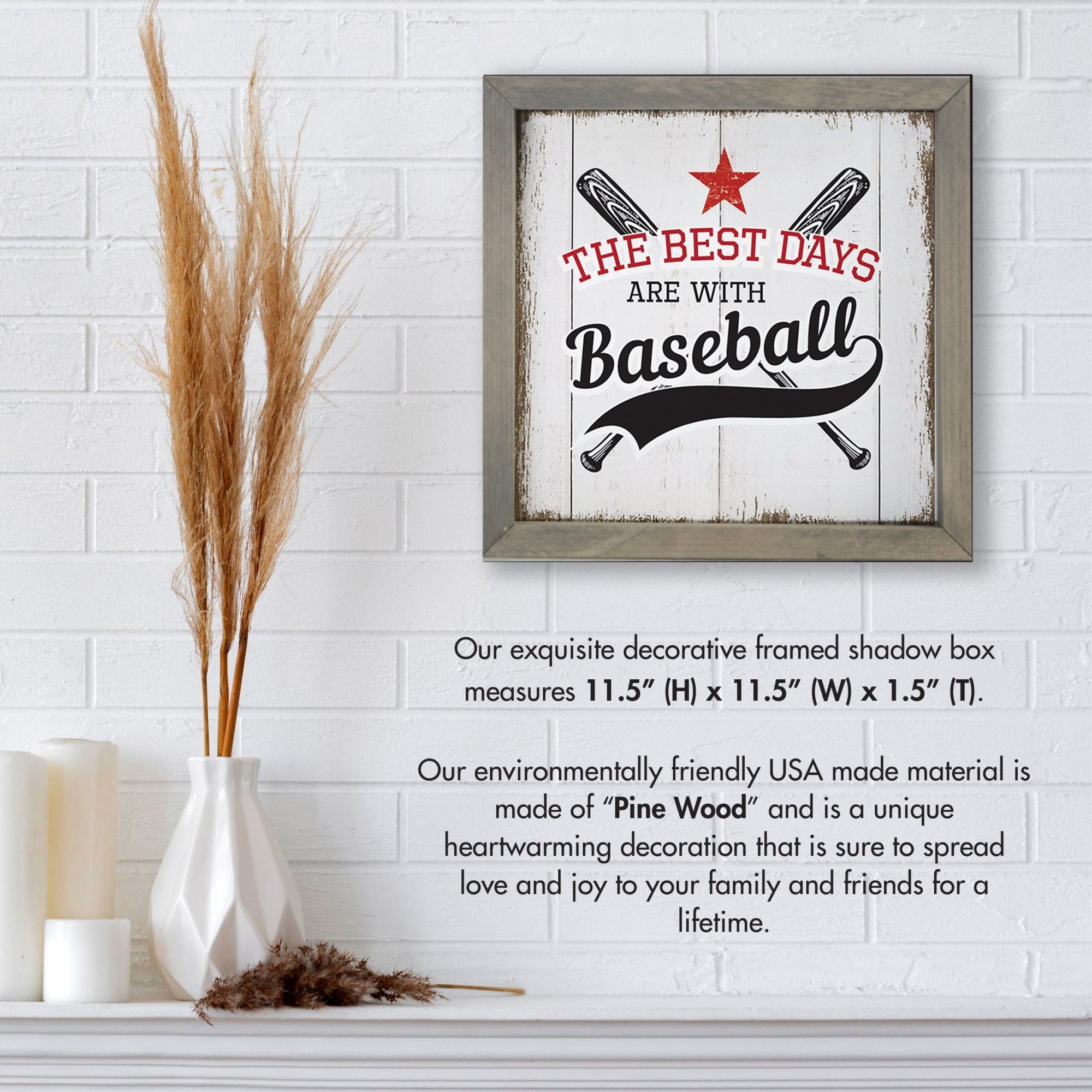 Elegant Baseball Framed Shadow Box Shelf Décor With Inspiring Bible Verses - The Best Days - LifeSong Milestones
