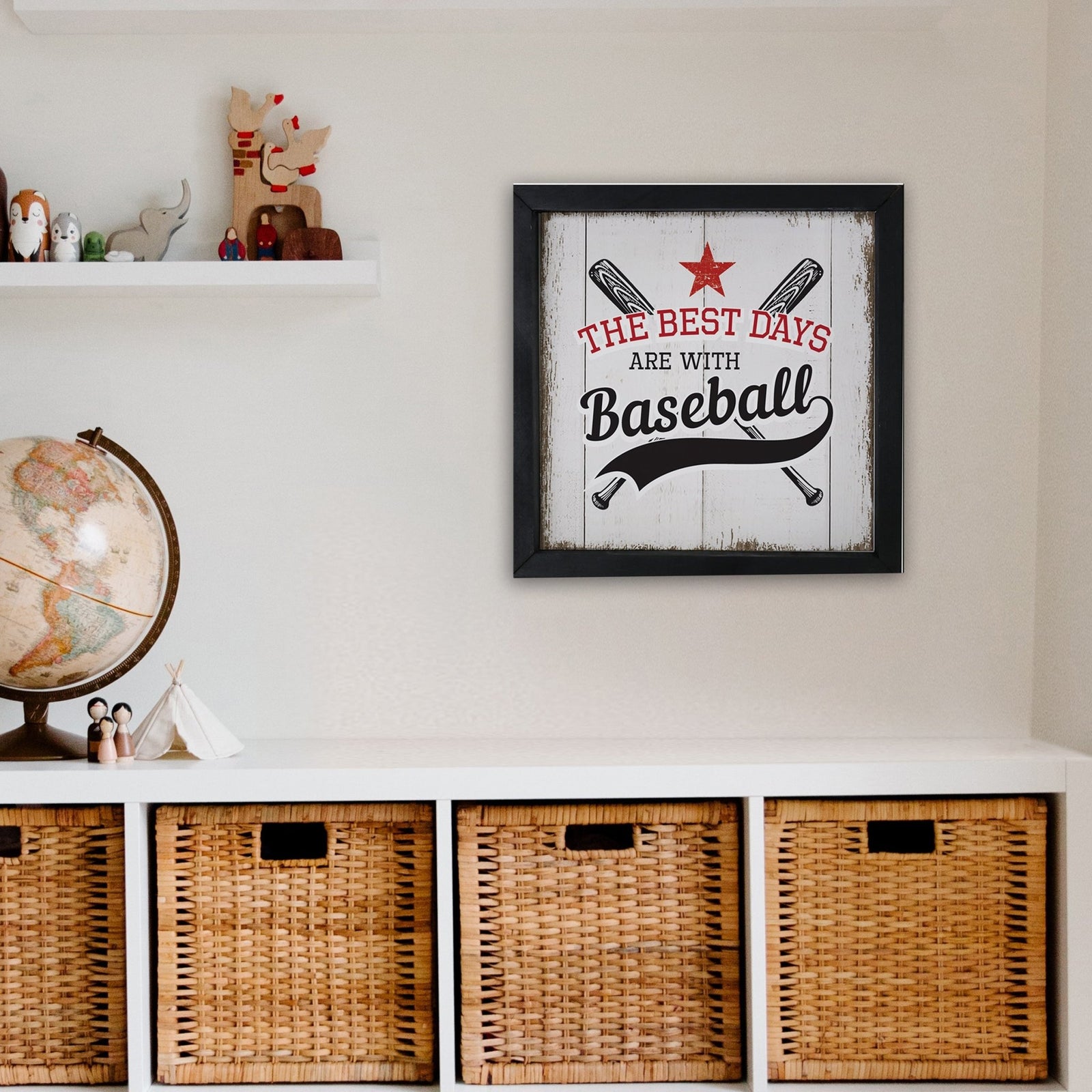 Elegant Baseball Framed Shadow Box Shelf Décor With Inspiring Bible Verses - The Best Days - LifeSong Milestones