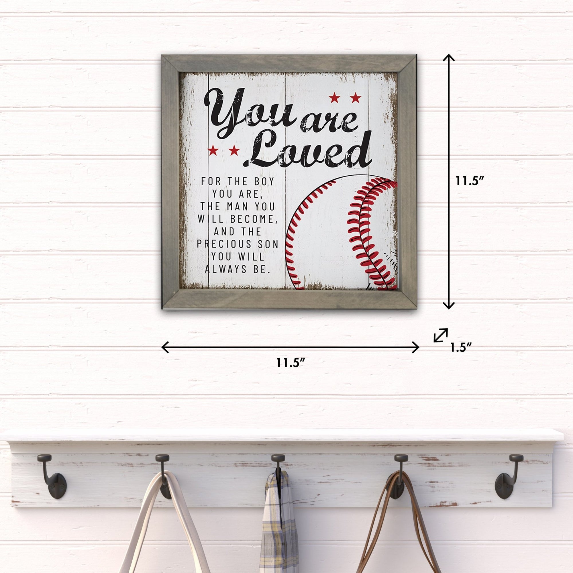 Elegant Baseball Framed Shadow Box Shelf Décor With Inspiring Bible Verses - You Are Loved - LifeSong Milestones