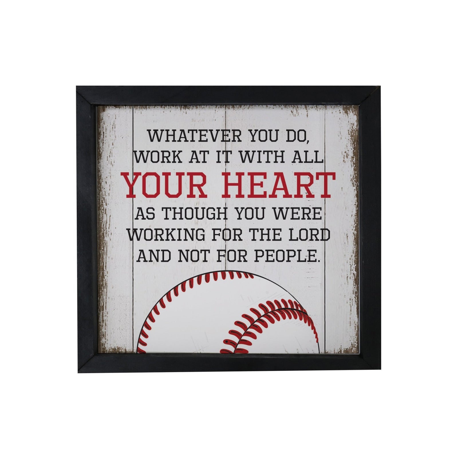 Elegant Baseball Framed Shadow Box Shelf Décor With Inspiring Bible Verses - Your Heart - LifeSong Milestones