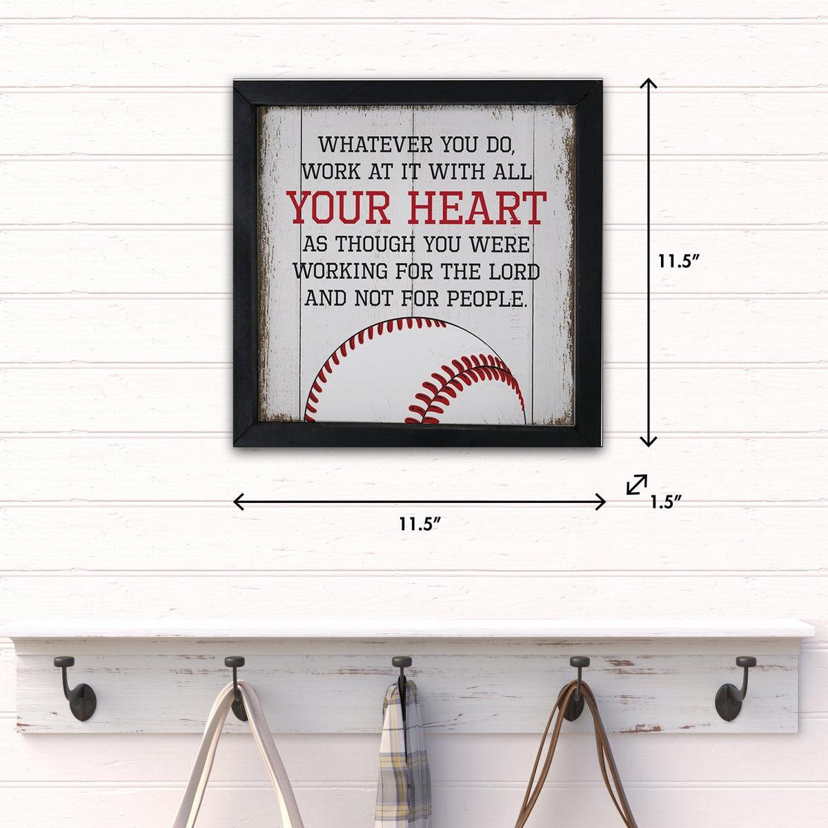 Elegant Baseball Framed Shadow Box Shelf Décor With Inspiring Bible Verses - Your Heart - LifeSong Milestones