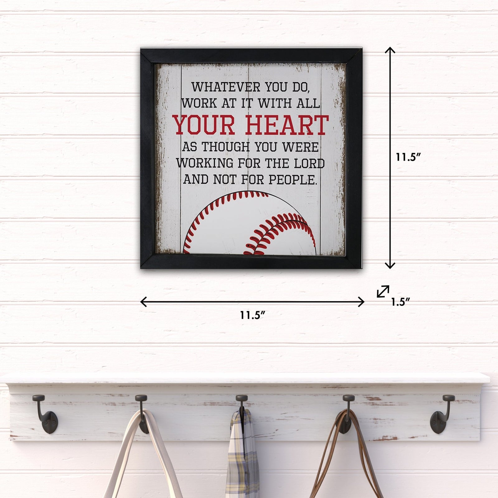 Elegant Baseball Framed Shadow Box Shelf Décor With Inspiring Bible Verses - Your Heart - LifeSong Milestones