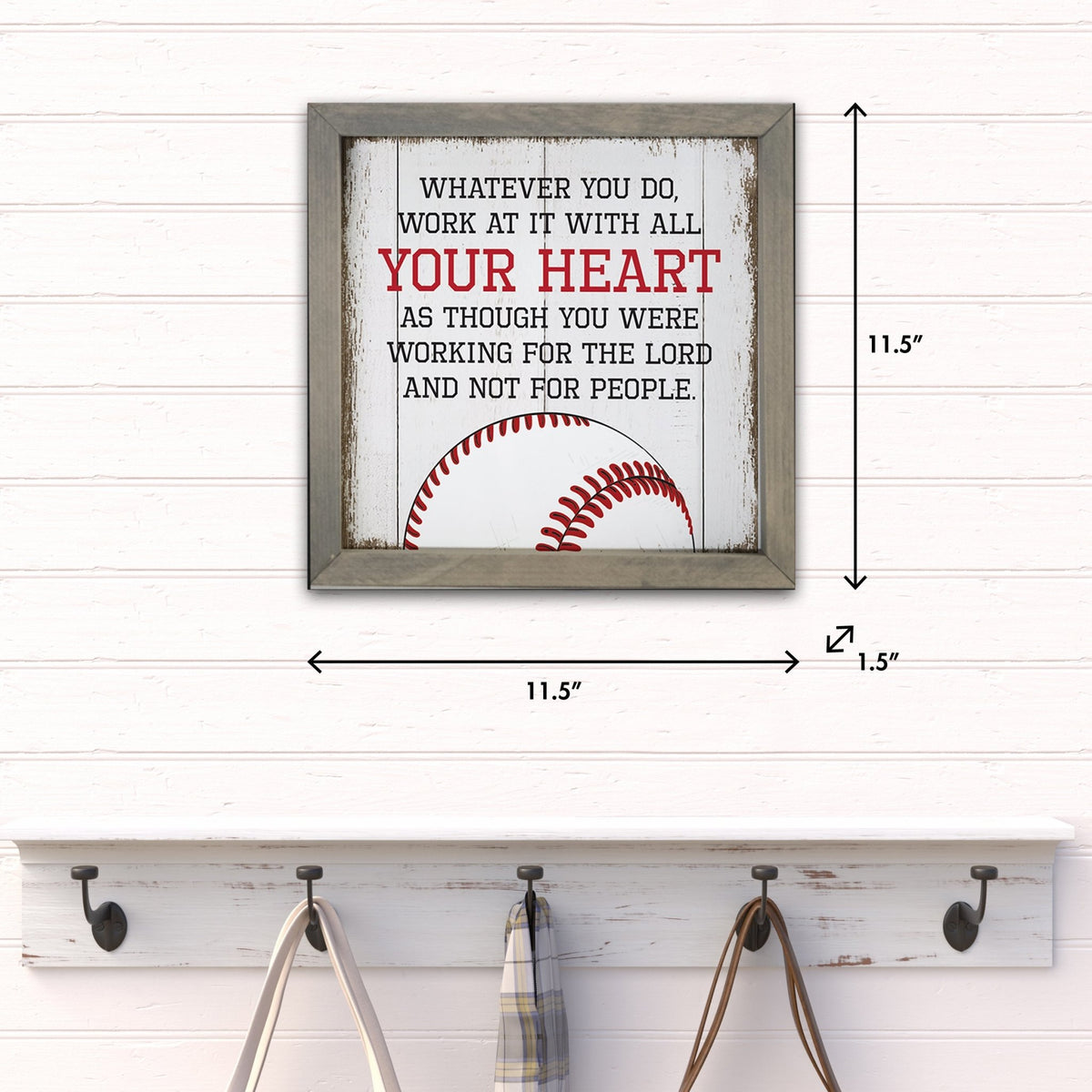 Elegant Baseball Framed Shadow Box Shelf Décor With Inspiring Bible Verses - Your Heart - LifeSong Milestones