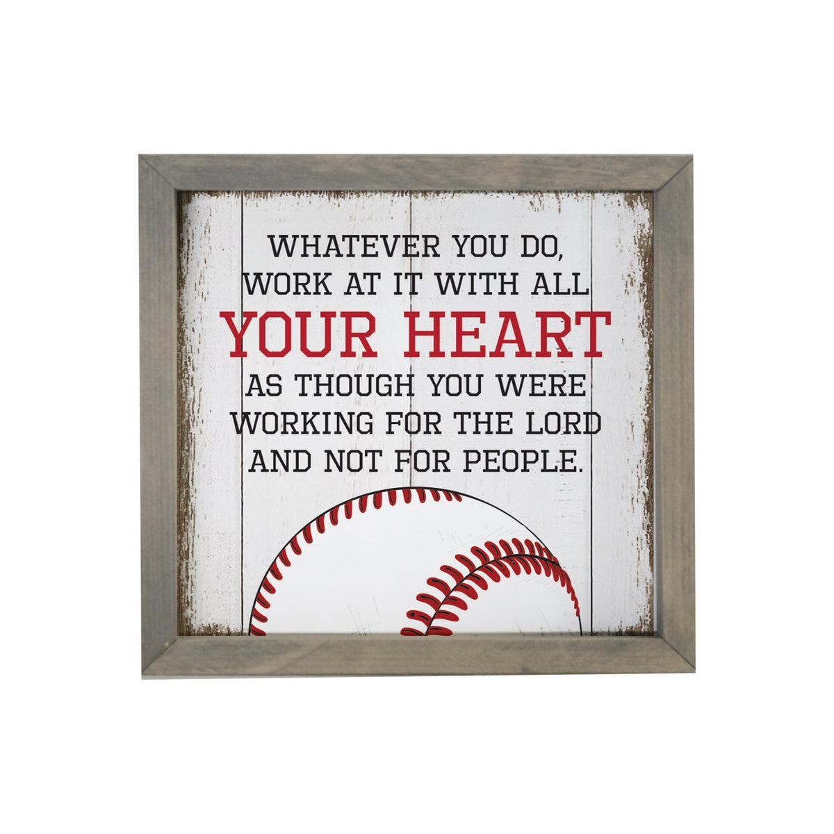 Elegant Baseball Framed Shadow Box Shelf Décor With Inspiring Bible Verses - Your Heart - LifeSong Milestones