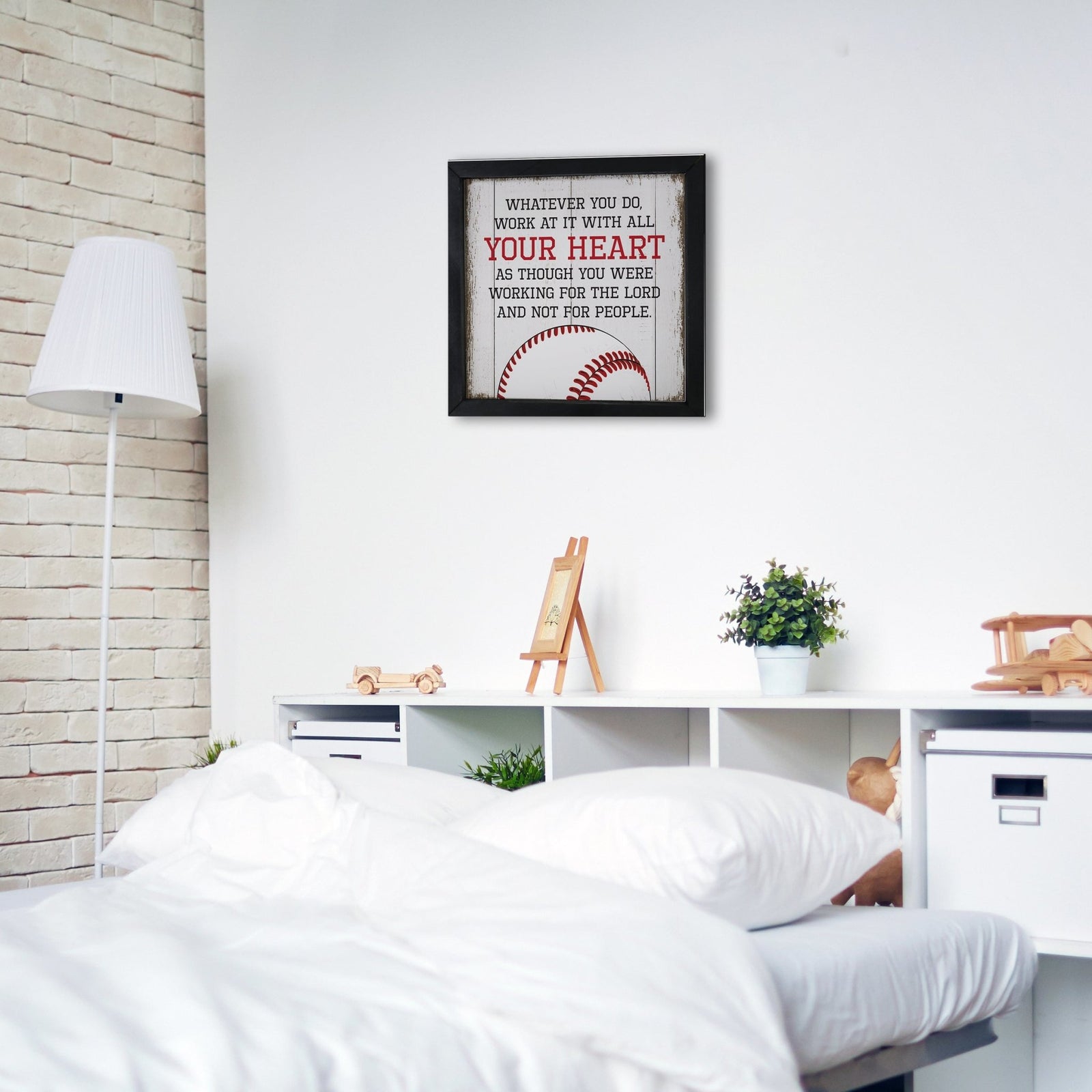 Elegant Baseball Framed Shadow Box Shelf Décor With Inspiring Bible Verses - Your Heart - LifeSong Milestones